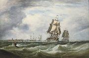 Ebenezer Colls A Royal Naval Squadron running out of Portsmouth oil painting